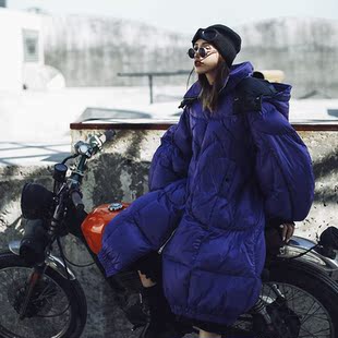【6折】麦叙原创《紫螃蟹》设计师款蚕茧型白鸭绒长款羽绒服外套