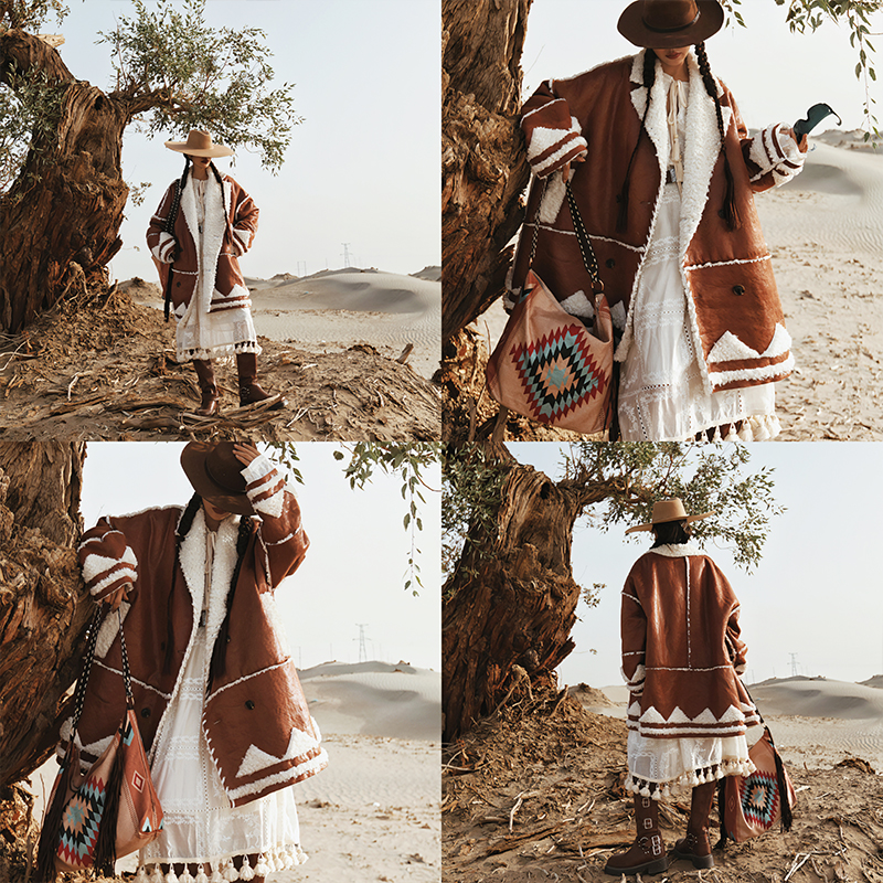 麦叙《戈尼尔》民族风羊羔毛外套