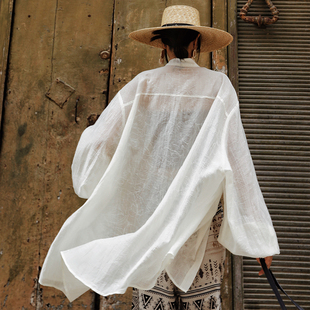 25NEW 法式 麦叙8 屿白 慵懒风白色重工提花宽松长袖 天丝衬衫
