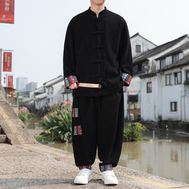 新中式AD民族风麦穗纹灯芯绒夹克外套舞蹈套装男TZ129-P150控178,男装夹克,电商A005
