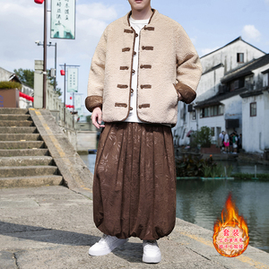 羊羔毛O加绒加厚双面保暖夹克树叶灯芯绒套装男TZ38-P203控238图片