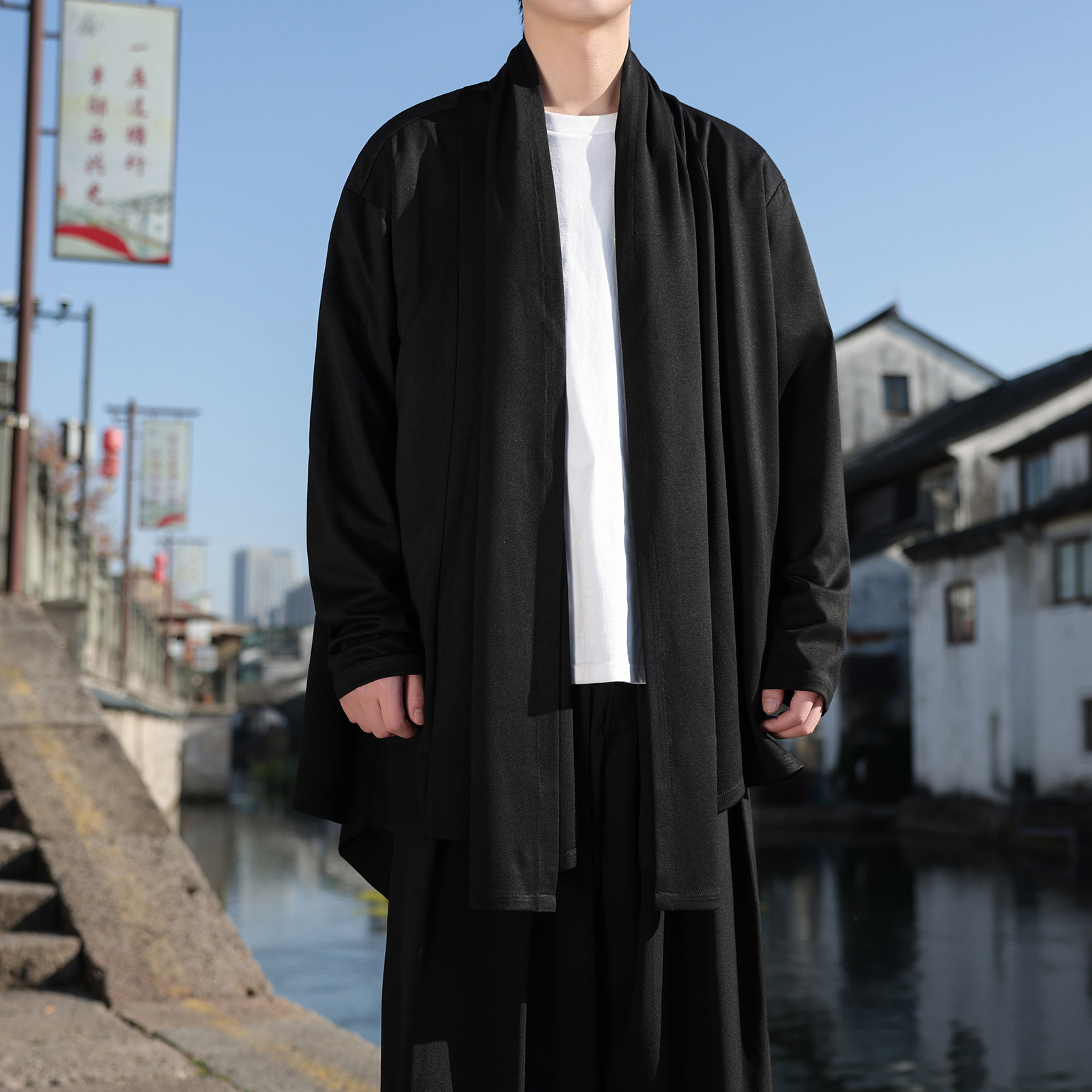 暗黑系高级感风衣大码中长款风衣垂感披风斗篷开衫FY10-P95控118，男装风衣，电商A005