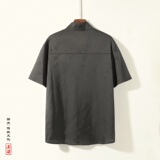 新中式A风盘扣小众树叶暗纹提花冰丝短袖衬衫男CS72-P68控88，男装衬衫，电商A005