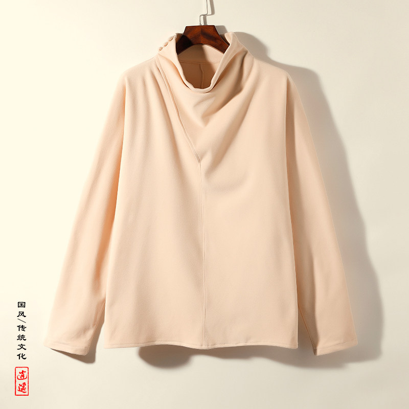 卫衣风L德绒打底衫双面绒高堆领长袖小众t恤男T10-P65控88，男装T恤，电商A005