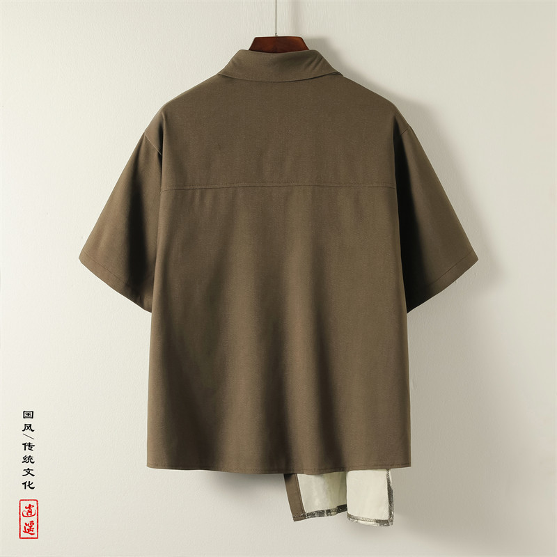 风暗黑L新中式不规则小众设计拼接法式衬衫男CS60-P78控98,男装衬衫,电商A005