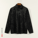 暗黑舞台演出垂感堆堆领M金丝绒打底衫保暖内穿T恤男T20-P65控78，男装T恤，电商A005