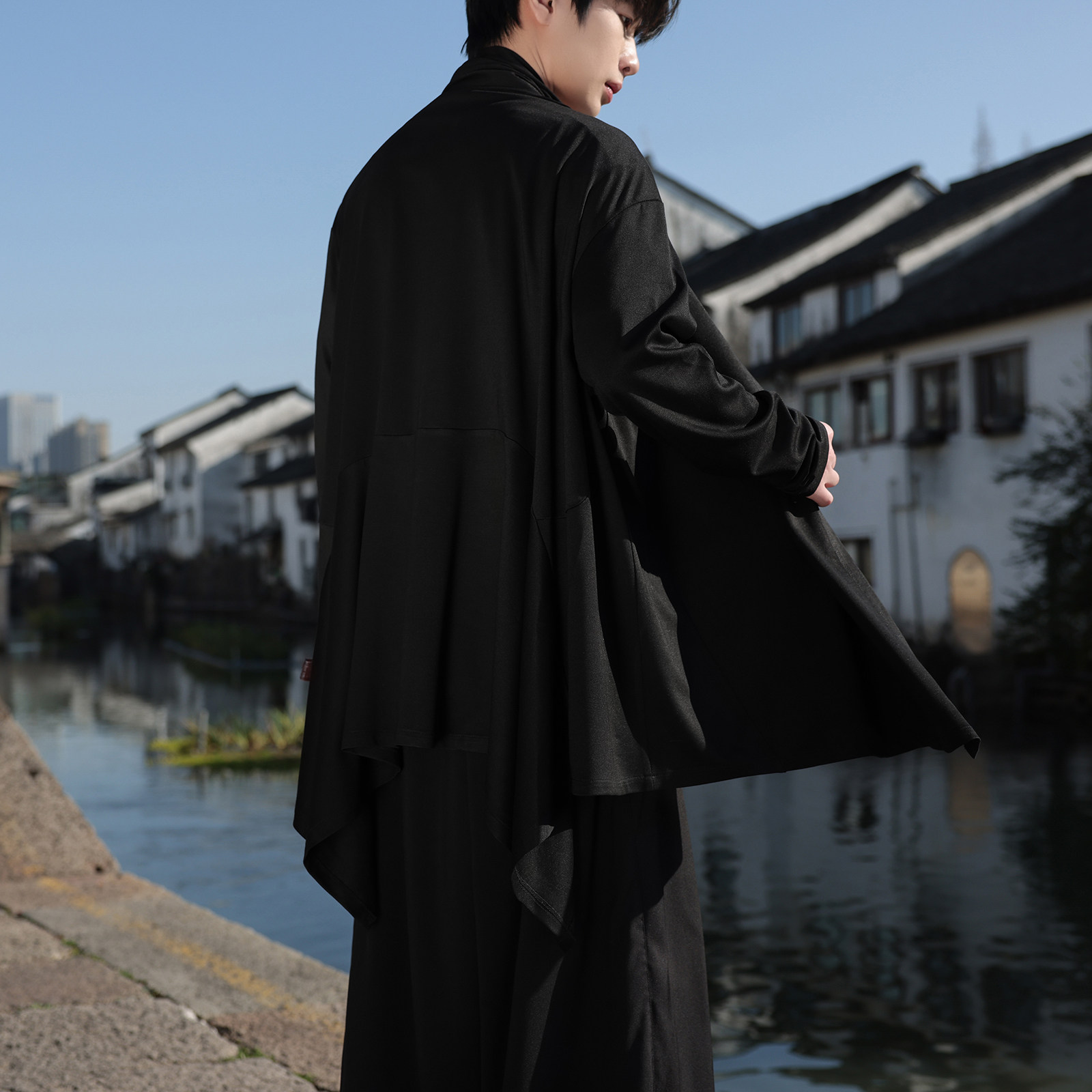 暗黑系高级感风衣大码中长款风衣垂感披风斗篷开衫FY10-P95控118，男装风衣，电商A005