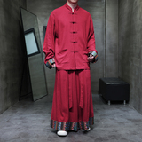 民族风N盘扣亚麻棉麻衬衫夹克外套裙裤套装男TZ137-P163控188，男装夹克，电商A005