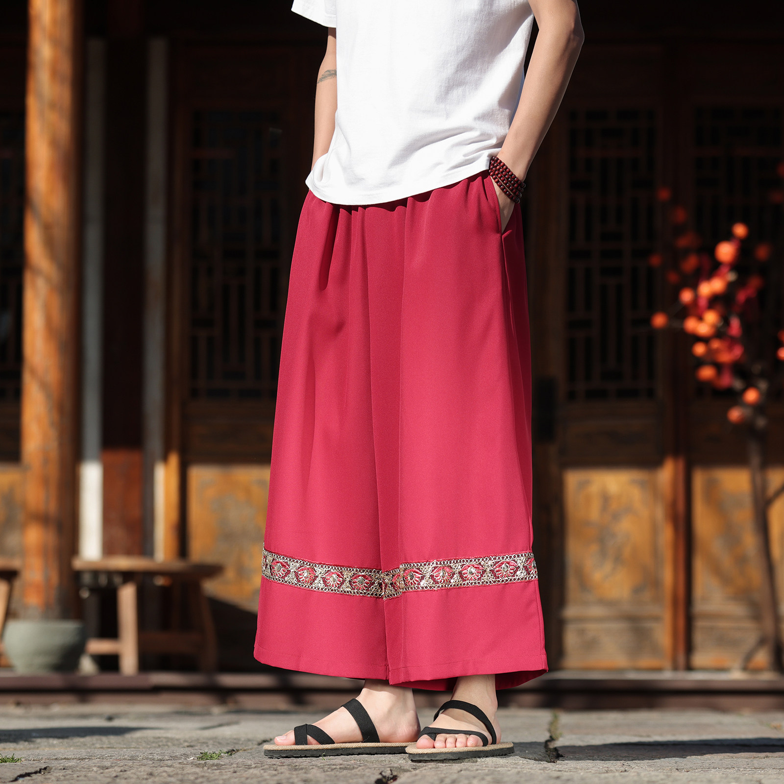男女春夏风壮族苗族彝族瑶族演出舞蹈服饰阔腿裤K272-P68控88,男装休闲裤,电商A005