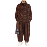 树叶灯芯绒H堆堆领T恤男大裤裆舞蹈阔腿裤套装TZ128-P133控158，男装T恤，电商A005