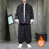 新中式F盘扣树叶暗花灯芯绒羊羔毛夹克棉衣套装男TZ52-P203控238，男装T恤，电商A005
