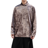 暗黑舞台演出垂感堆堆领J金丝绒打底衫保暖内穿T恤男T20-P65控78，男装T恤，电商A005