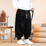 风C小众设计金丝绒龙纹九分裤哈伦裤飞鼠裤K259-P68控88，男装休闲裤，电商A005