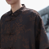 新中式E风盘扣小众设计树叶提花暗纹冰丝衬衫男CS50-P68控88，男装衬衫，电商A005