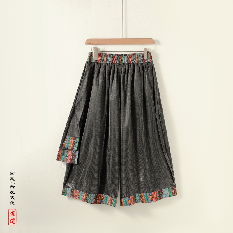 民族风A复古中式渐变色冰感宽松舞蹈阔腿裤七分裤男DK222-P58控78，男装休闲裤，电商A005