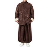 新中式P龙纹灯芯绒羊羔毛夹克棉衣服保暖套装男TZ131-P203控228，男装休闲套装，电商A005