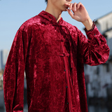 新中式K盘扣过年喜庆舞台演出金丝绒衬衫夹克外套男CS29-P65控78，男装夹克，电商A005