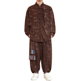 树叶暗花L灯芯绒衬衫夹克民族舞蹈束脚裤套装男TZ120-P136控158，男装T恤，电商A005