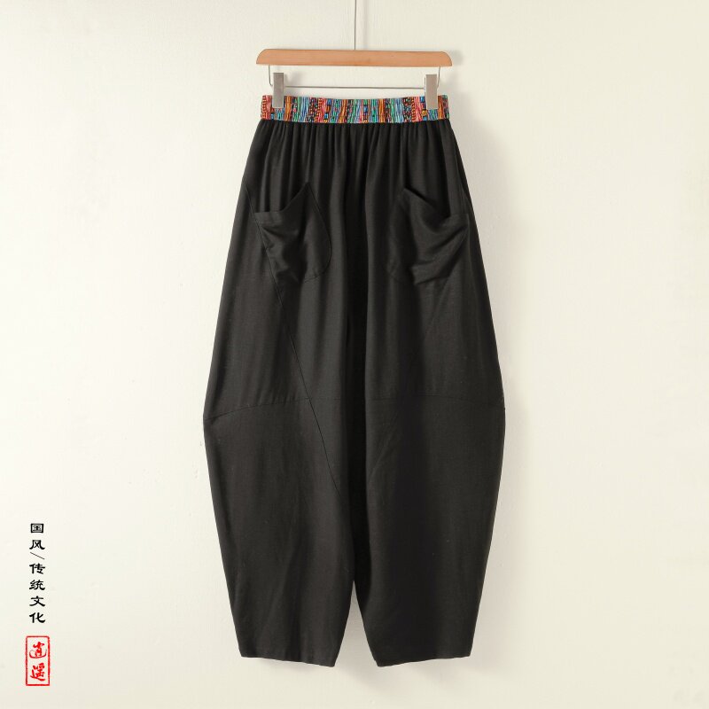 民族风V新中式风棉麻宽松大裤裆舞蹈演出阔腿裤男K217-P88控108,男装休闲裤,电商A005