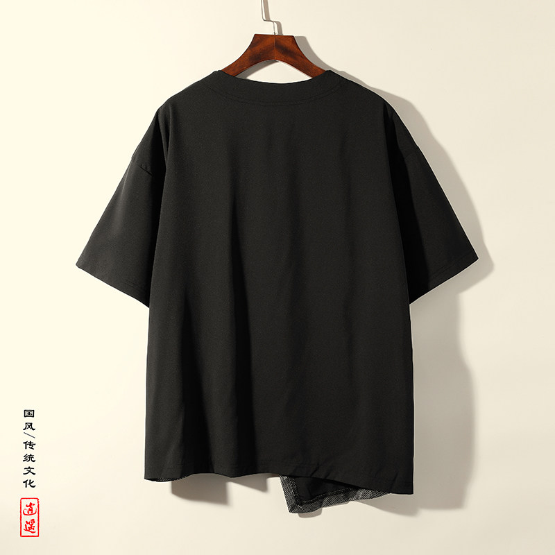 风A中式不规则冰丝暗黑舞台服装表演半袖t恤男T26-P55控78,男装T恤,电商A005