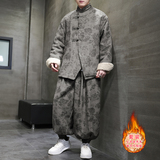 新中式F风盘扣暗花灯芯绒羊羔毛棉衣服套装男TZ51-P203控238，男装T恤，电商A005