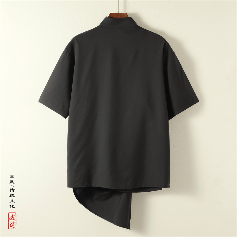 风暗黑F复古半高领衬衫小众围布新中式冰丝t恤T53-P58控78,男装衬衫,电商A005