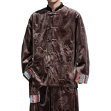 新中式K拼色民族风盘扣金丝绒龙纹衬衫夹克外套男JK26-P75控88，男装衬衫，电商A005