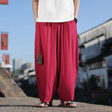 民族风A新中式棉麻宽松大裤裆舞蹈萝卜裤阔腿拖地裤K218-P88控108，男装休闲裤，电商A005