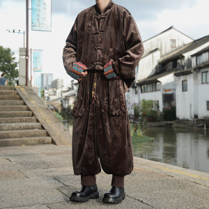 新中式C民族风金丝绒龙纹夹克哈伦裤飞鼠裤套装男TZ177-P143控168图片
