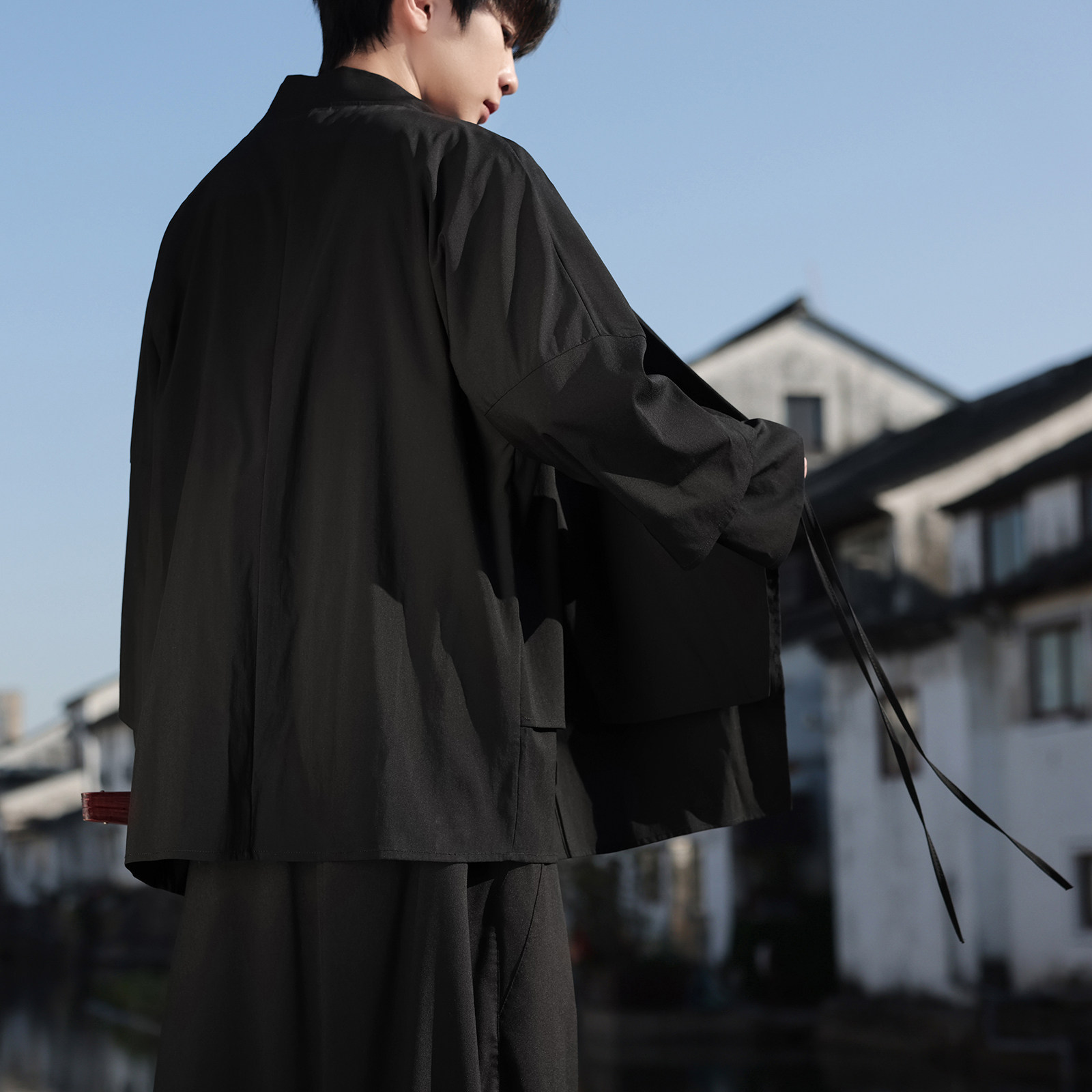 新中式假两件设计感道袍宽松开衫中长款汉服男披风FY09-P95控118，男装民族服装，电商A005