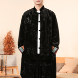 新中式T拼色民族风盘扣金丝绒龙纹衬衫夹克外套男JK26-P75控88，男装民族服装，电商A005