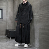 新中式B破洞不规则领堆堆领小众束脚阔腿裤套装男TZ30-P143控168，男装T恤，电商A005