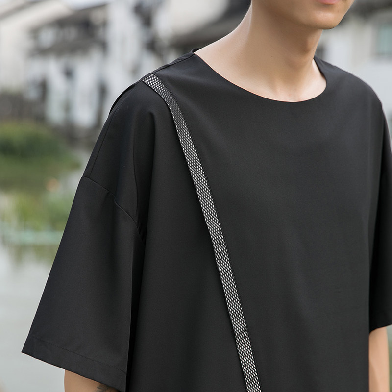 风B中式不规则冰丝暗黑舞台服装表演半袖t恤男T26-P55控78,男装T恤,电商A005