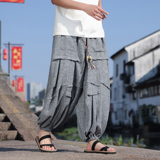 新中式暗黑I冰丝垂感折褶小众设计宽松阔腿裤男K227-P70控88，男装休闲裤，电商A005
