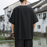 风B中式不规则冰丝暗黑舞台服装表演半袖t恤男T26-P55控78，男装T恤，电商A005