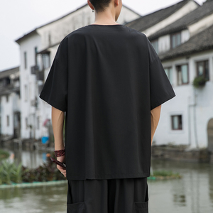 风B中式不规则冰丝暗黑舞台服装表演半袖t恤男T26-P55控78图片