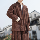 新中式AB斜襟盘扣龙纹灯芯绒中山装立领夹克外套男JK20-P105控138，男装夹克，电商A005
