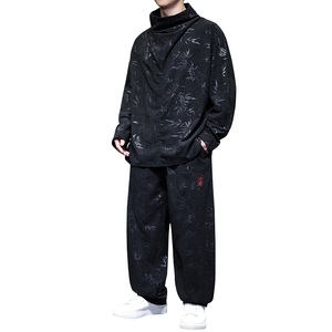 卫衣树叶灯芯B堆堆领T恤打底衫束脚萝卜裤套装TZ127-P133控158图片