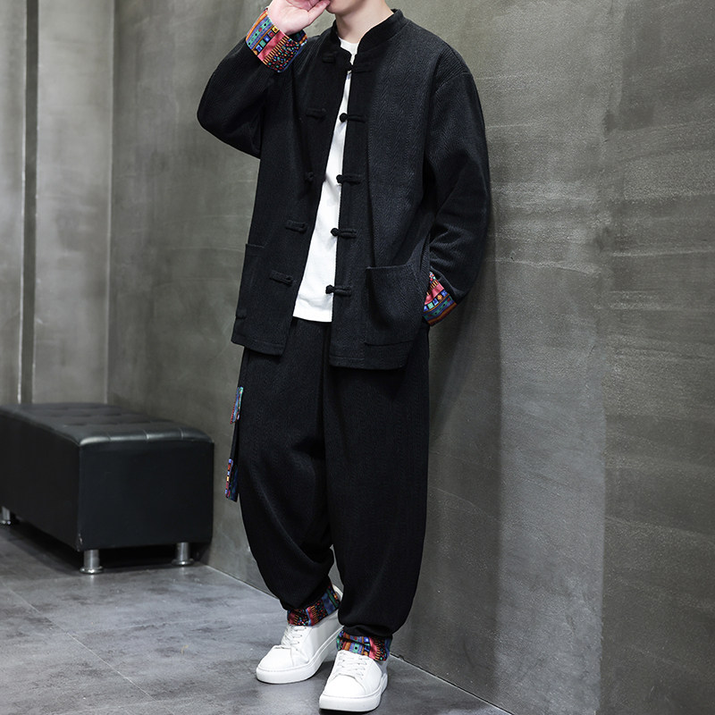 新中式F民族风麦穗纹灯芯绒夹克外套舞蹈套装男TZ129-P150控178，男装夹克，电商A005