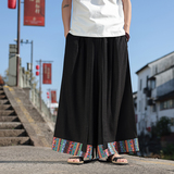 民族风复古K中式棉麻宽松大裤裆舞蹈演出裙裤阔腿裤K215-P88控108，男装休闲裤，电商A005