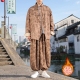 新中式I风盘扣暗花灯芯绒羊羔毛棉衣服套装男TZ51-P203控238，男装T恤，电商A005