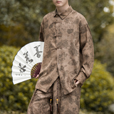 新中式E风暗黑盘扣设计小众暗花灯芯绒衬衫t恤男CS08-P68控88，男装T恤，电商A005