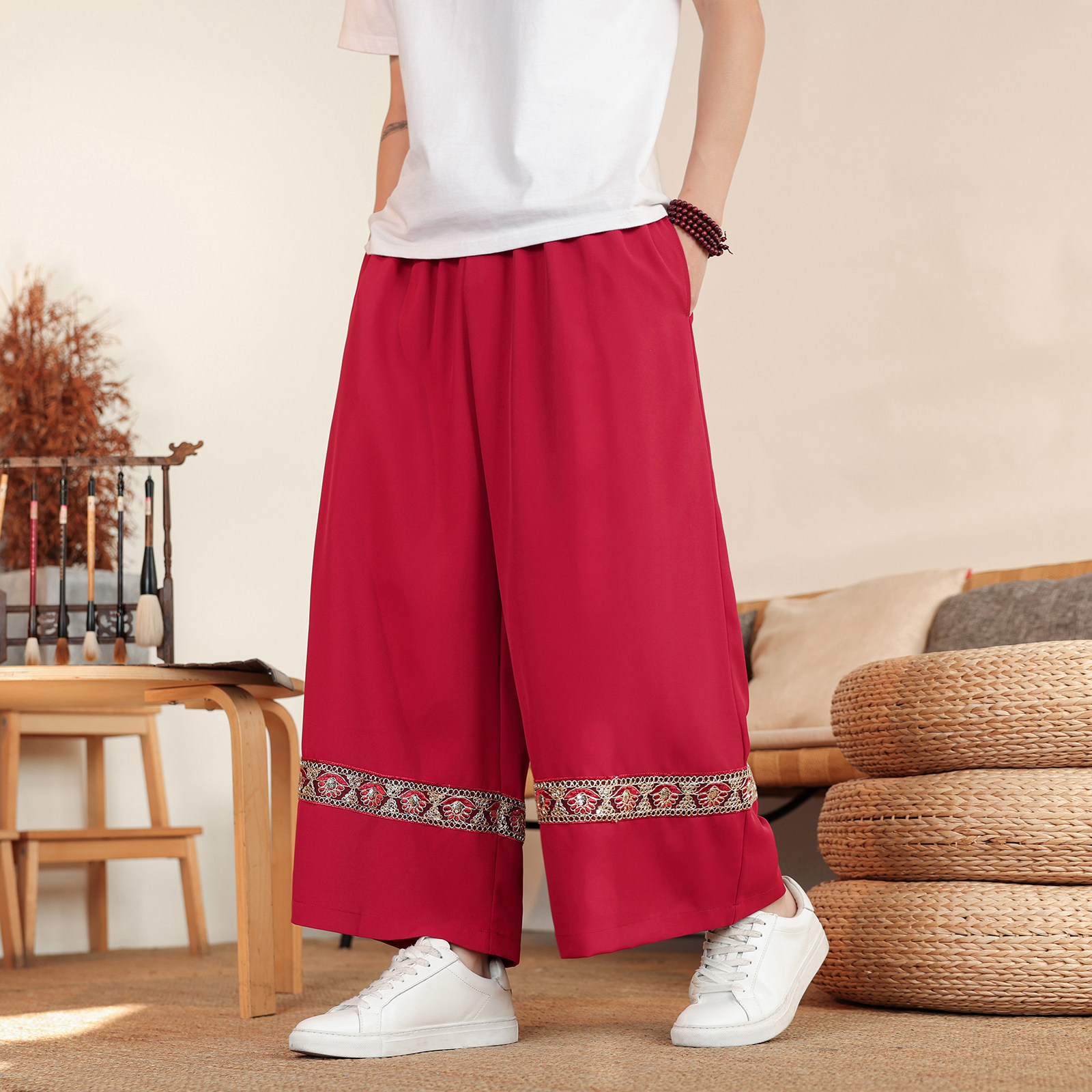 男女春夏风壮族苗族彝族瑶族演出舞蹈服饰阔腿裤K272-P68控88图片