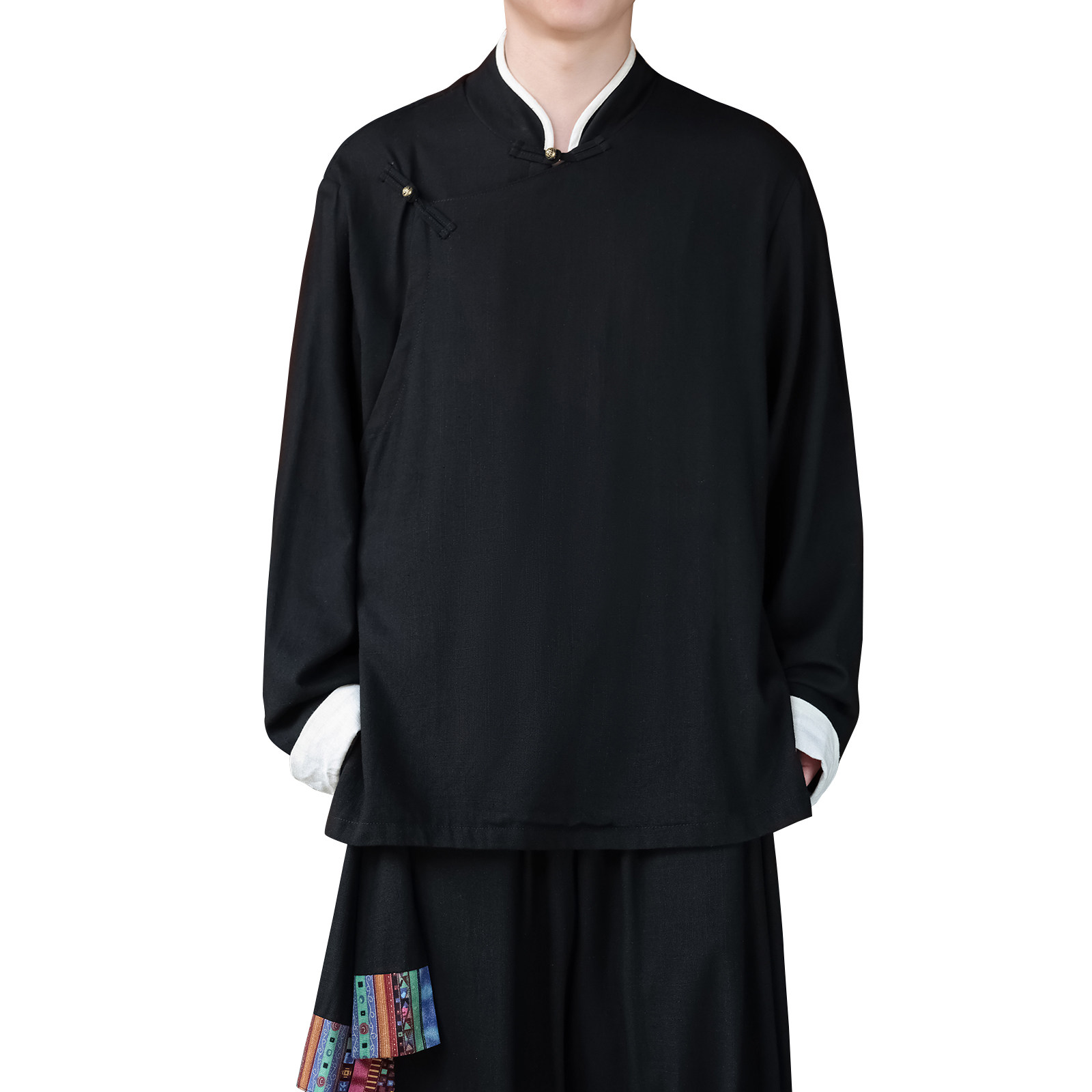 新中式T斜襟盘扣亚麻棉麻中山装立领衬衫夹克外套JK23-P98控118,男装夹克,电商A005