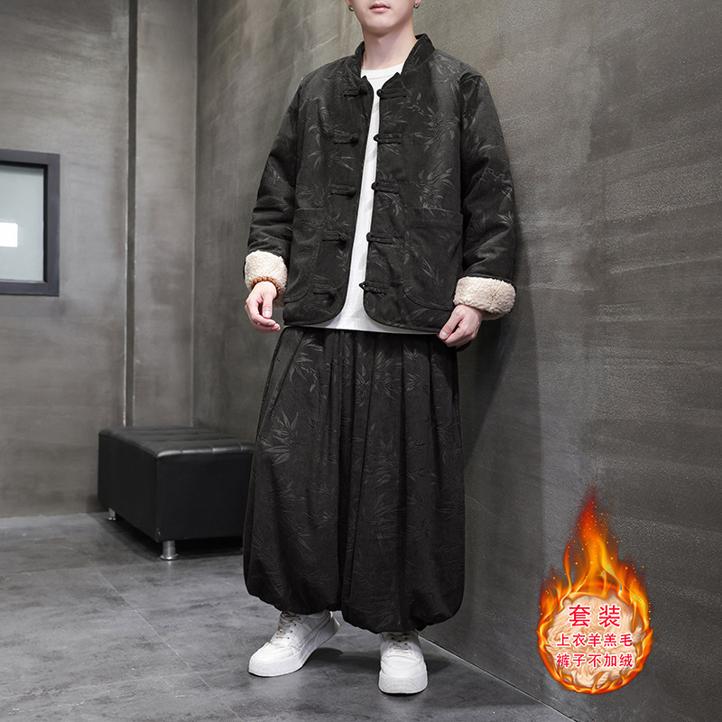 羊羔毛G加绒加厚双面保暖夹克树叶灯芯绒套装男TZ38-P203控238,男装T恤,电商A005