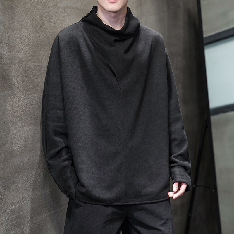 卫衣风N德绒打底衫双面绒高堆领长袖不规则t恤T10-P65控88，男装T恤，电商A005