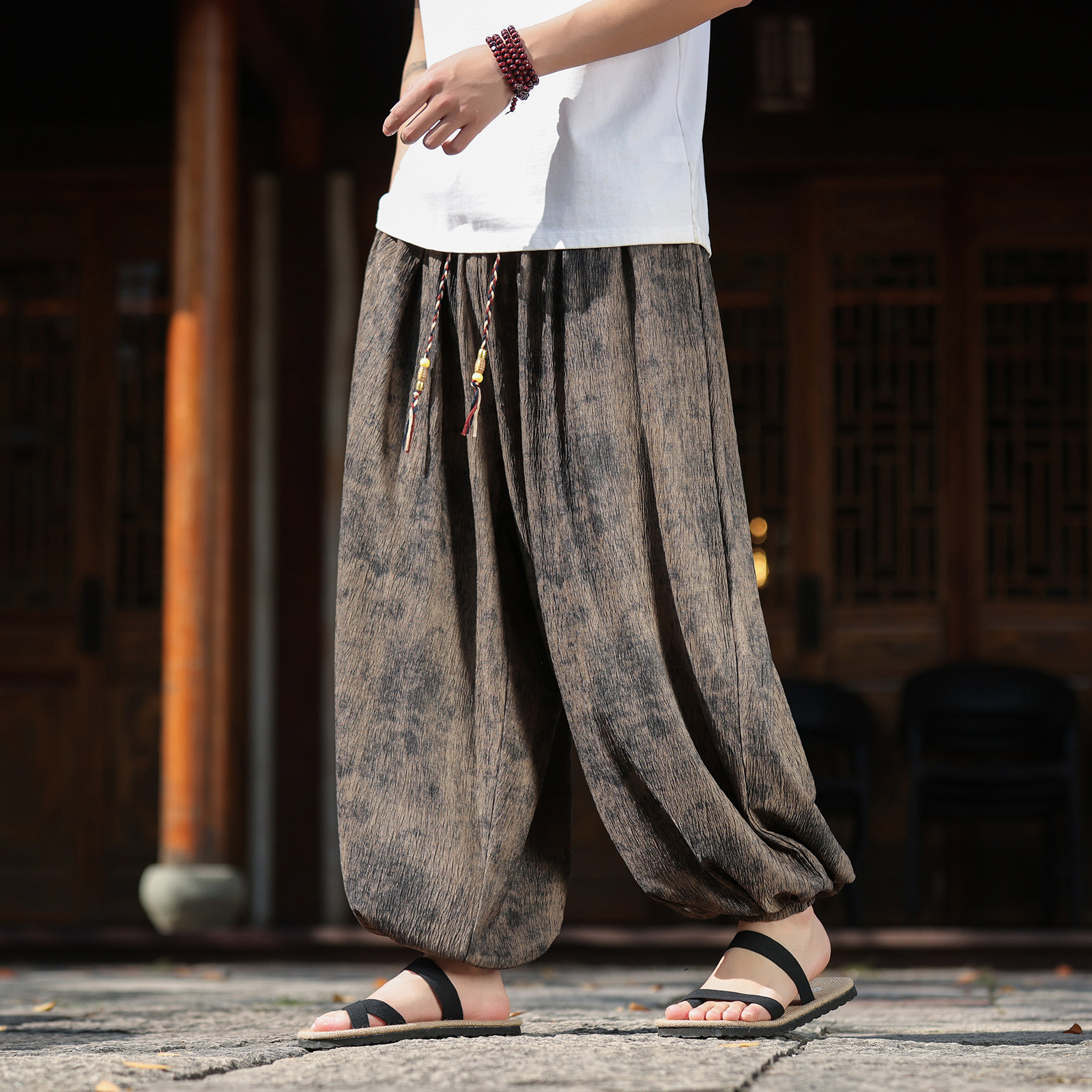 2026春夏风J高级感纹路九分裤男长裤灯笼束脚裤K266-P68控88，男装休闲裤，电商A005