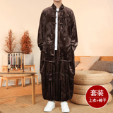 新中式N盘扣龙纹金丝绒衬衫夹克折褶阔腿裤套装男TZ181-P146控168，男装休闲套装，电商A005