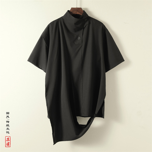 风暗黑F复古半高领衬衫小众围布新中式冰丝t恤T53-P58控78图片