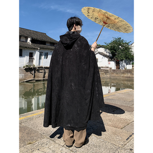 太极服C男灯芯绒外套披风长袍中式打坐二次元斗篷FY07-P175控198图片